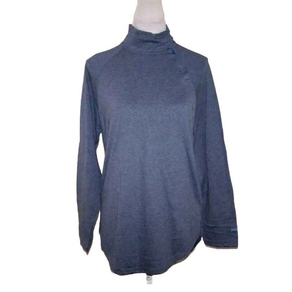 Jason Wu for Eva Air Shirt Top M Soft Stretch Long Sleeves Snap Mock Neck